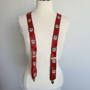 Vintage Christmas Suspenders Santa‎ Claus Clip On Elastic Y Red West Germany